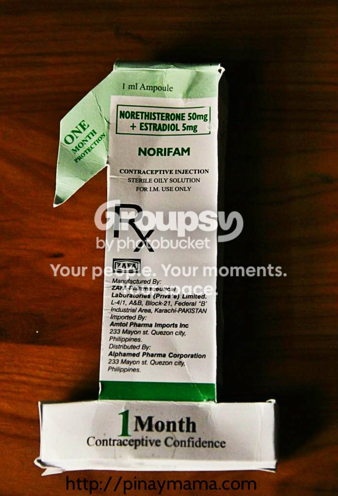 norifam: monthly injectable contraceptive box